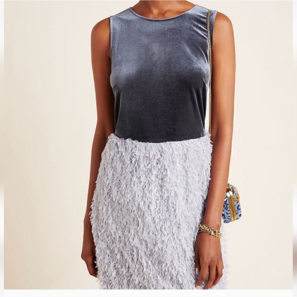 Anthropologie ASTRO feathered mini dress NWT sz M